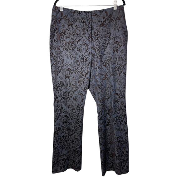 Classiques Entiler Flocked Trousers Broquade Slacks Dress Pants Sz 14 Blue Black - Picture 2 of 5